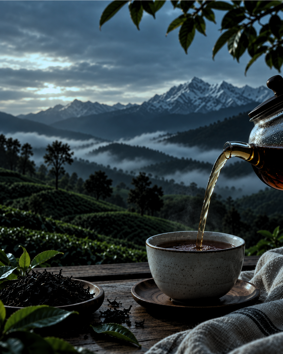 Third Peak field notes, tea leaves and a map of Nepal